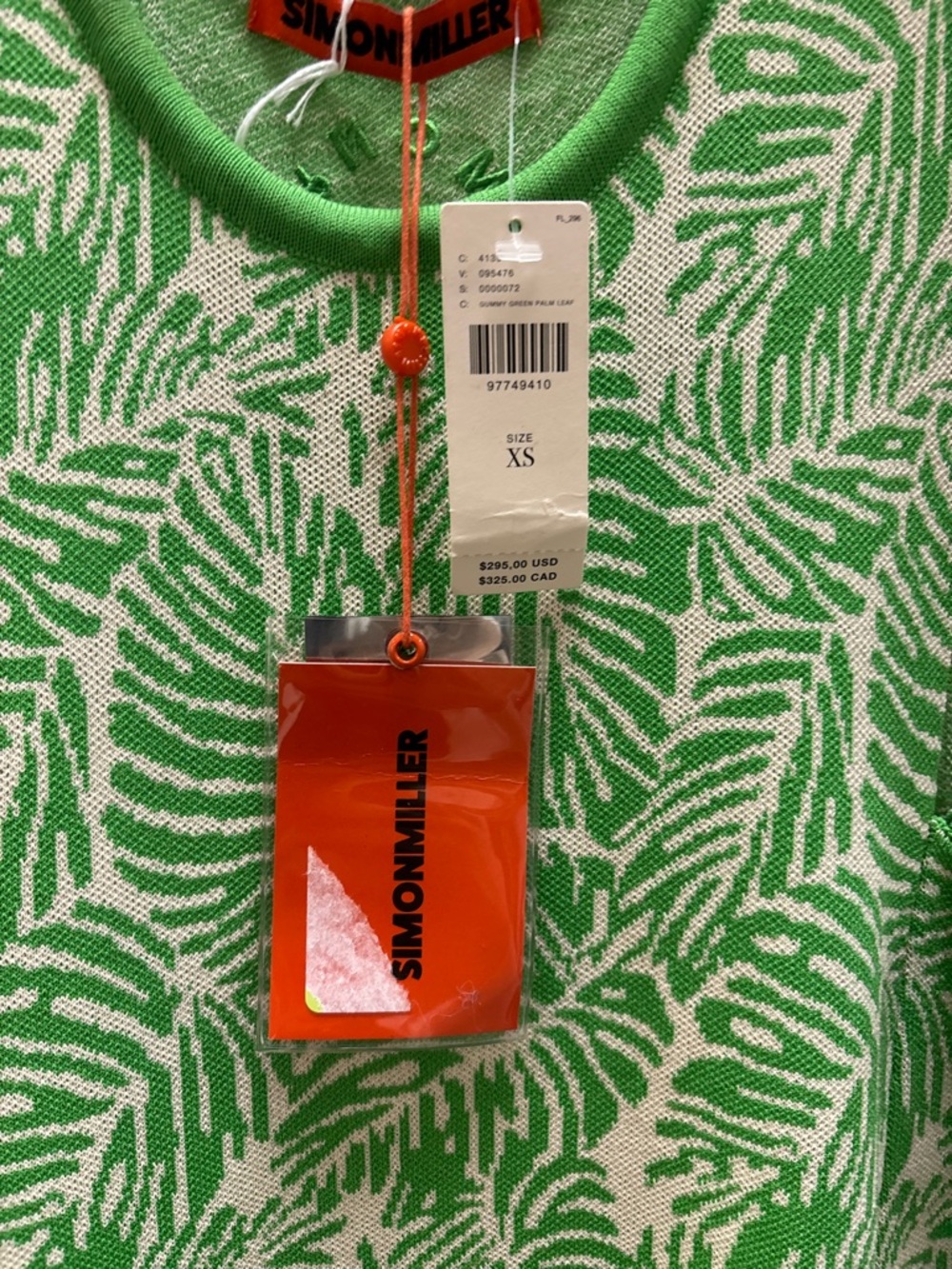 Simon Miller Green and White Leaf-Print Midi Dress - Picture 6 of 8
